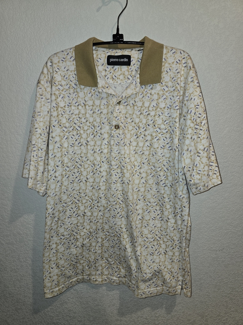 Vintage Pierre Cardin Printed Short Sleeve Polo Shirt - Large